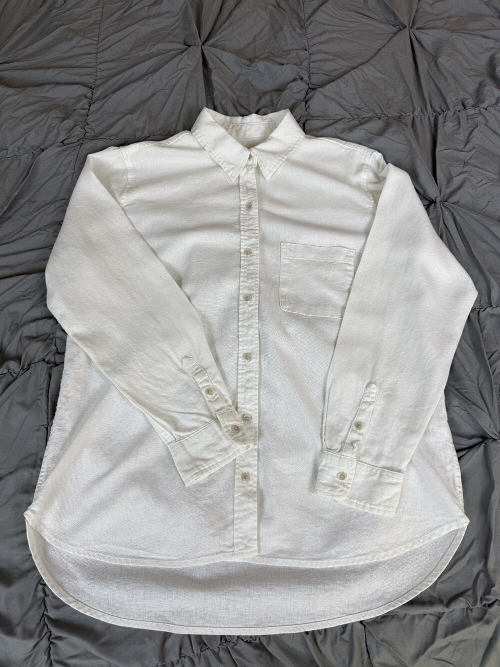 Universal Thread Goods Co. White Linen Blend Button Down Shirt Size M Women